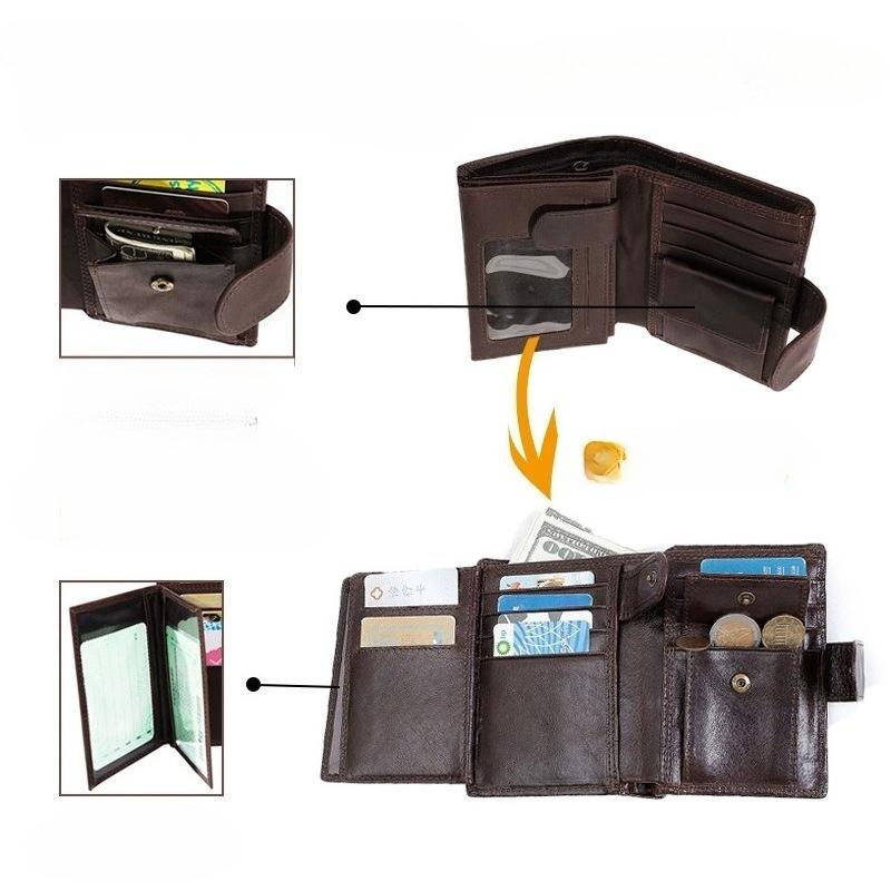 Portafoglio da Uomo Premium Borsa a Mano in Pelle Retro Portamonete da Uomo Portafoglio in Pelle di Vacchetta Grande Capacità Porta Carte