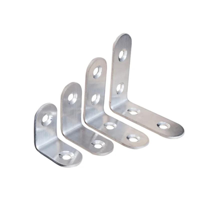 5pcs Stainlesss Steel L-shaped Corner Code 90 Degree Right Angle Bracket Furniture Stable Connector Accessories 20-50mm