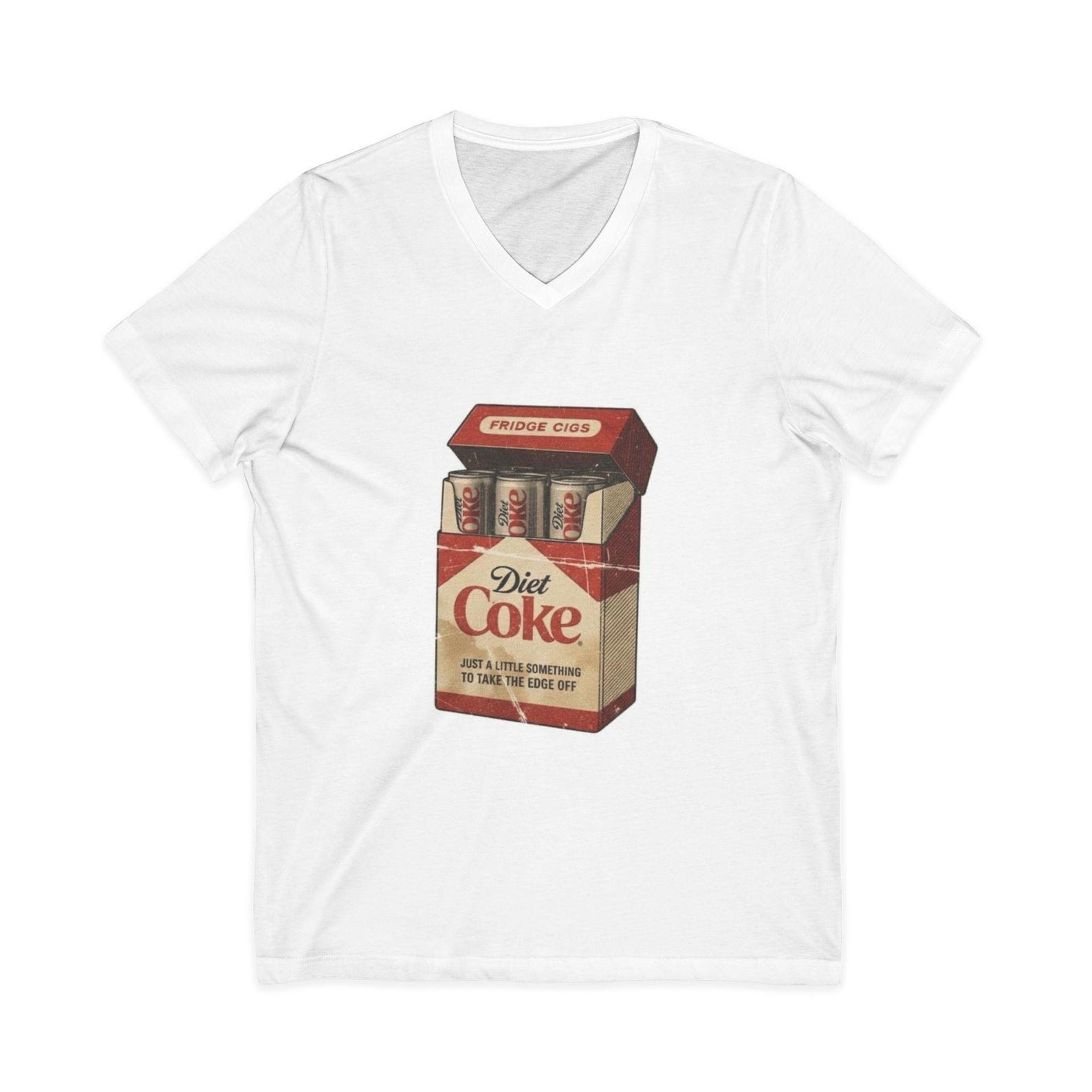 Unisex Short Sleeve V-Neck Graphic Tee| Cola/cigarette box 3XL