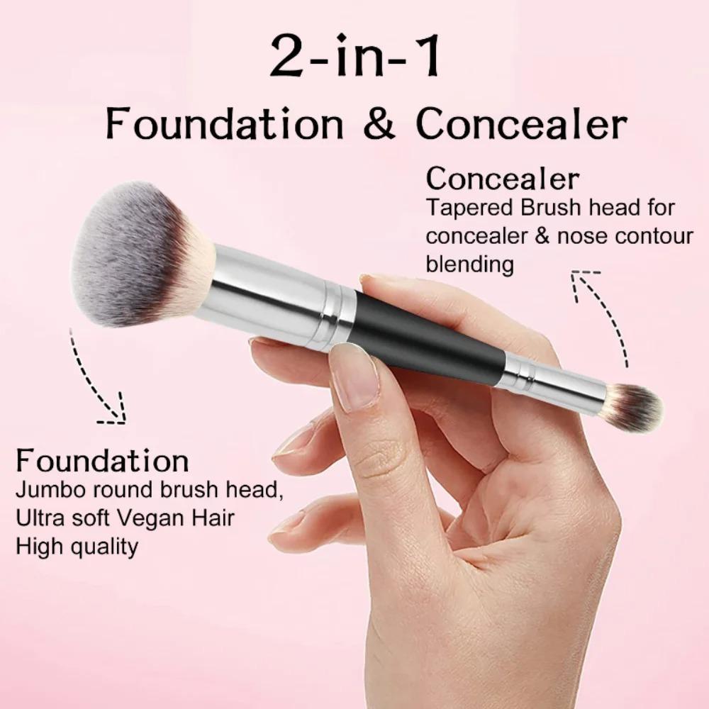 Dvouhlavý štětec na make-up 2 v 1 Štětec na tvářenku Korektor Rozjasňovač Pudrové štětce Štětec na blending Konturovací štětec Kosmetické nástroje