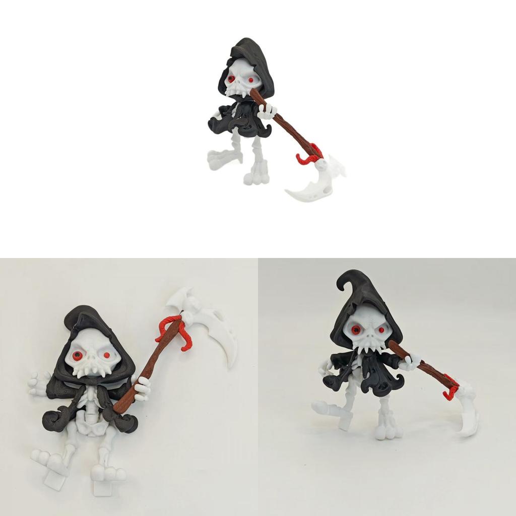 Halloween 3d Printed Grim Reaper Action Figure With Movable Joints For Collectors And Decorations