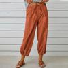 Summer Women's Pants Loose High Waist Button Cotton Linen Pants Nine-point Pants Wide Leg Pants EMA