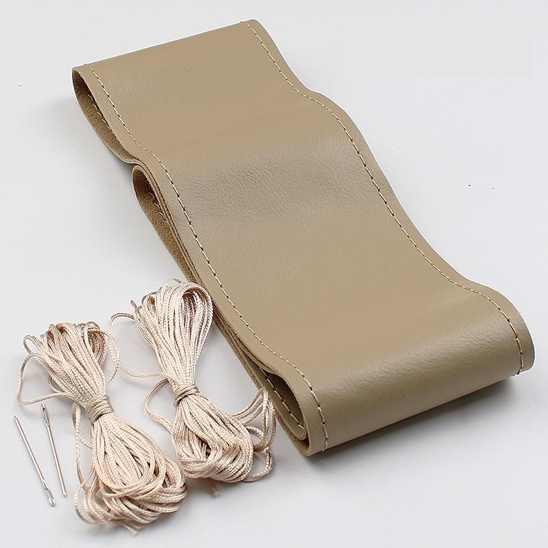 TOP Layer Leather Car Steering Wheel Cover Braid Soft Texture Car Covers With Needles Thread Genuine Leather Car Styling