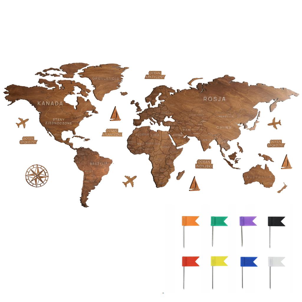 World map of countries with accessories 120cm World map for wall for children