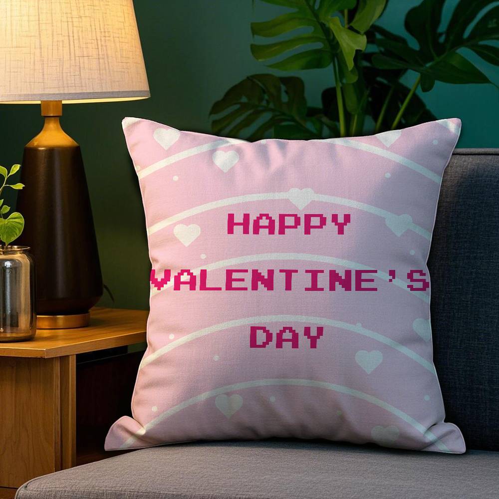 Cute Valentine's Day Pillow Case Sofa Living Room Bedroom Double-sided Printing Square Cushion Nap Time Pillow Case