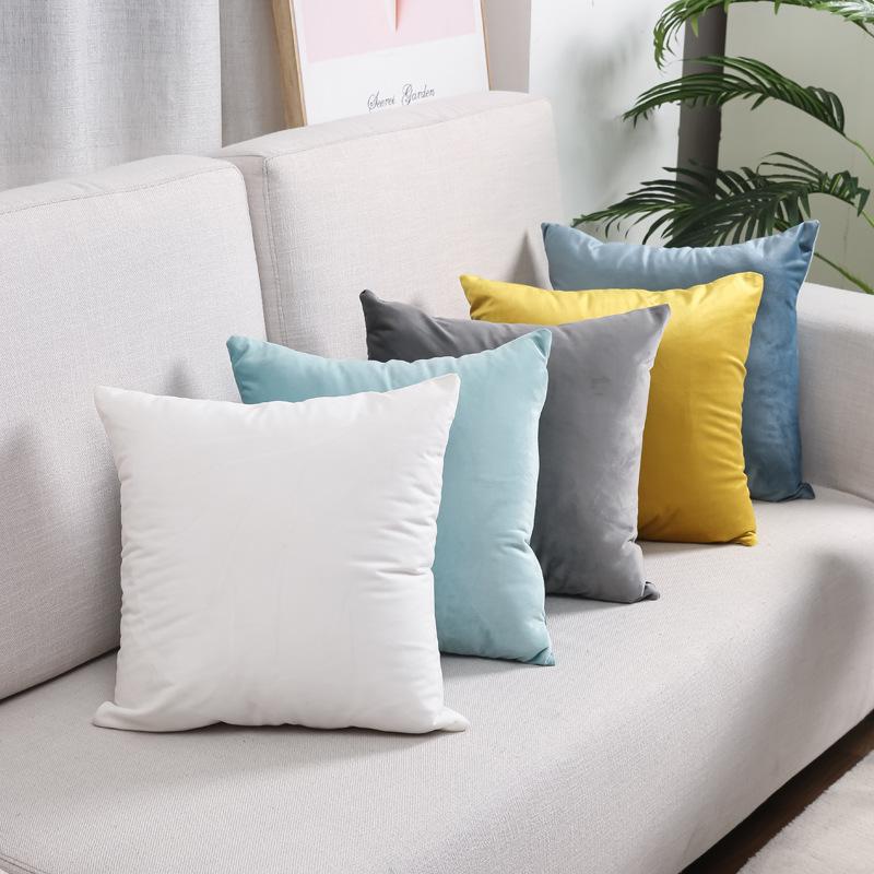 New Solid Color Nordic Velvet Pillow Sofa Office Living Room Simple Plush Cushion Bedroom Bedside Pillow