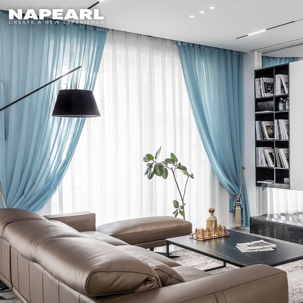 1PC NAPEARL Simple Elegant Tulle Sheer Curtain Solid Color Window Screening for Living Room Bedroom Home Decor