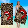 1pc Leopard Lip Print Microfiber Beach Towel - Quick-Dry, Lightweight & Soft, Perfect for Swimming, Gym, Yoga - Ideal Travel