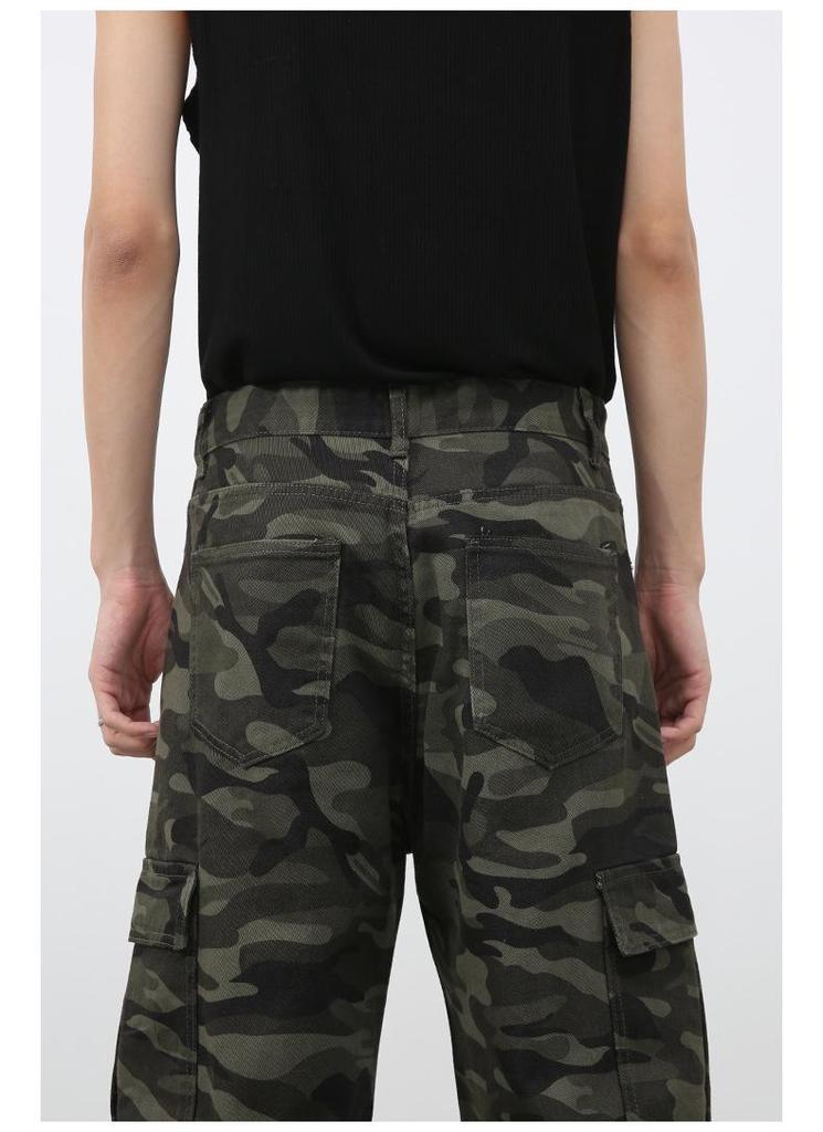 Nirben American Vibe Retro Camouflage Heren Wijde Werkjeans