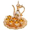 Vintage Turkish Tea Set with Tray and 6 Cups Coffee Pot Cups Set Wine Pot Set Decorative Tea Service Set for Home Party