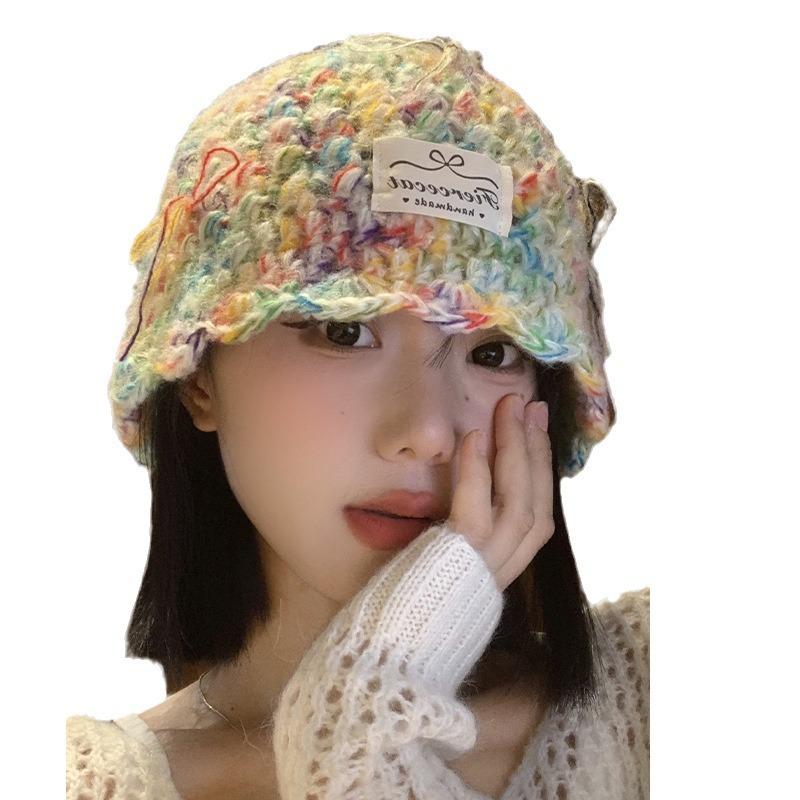 Knitted Pullover Hat for Women In Autumn and Winter Versatile Niche Bag Head Hat Big Head Circumference Face Showing Small Woolen Hat