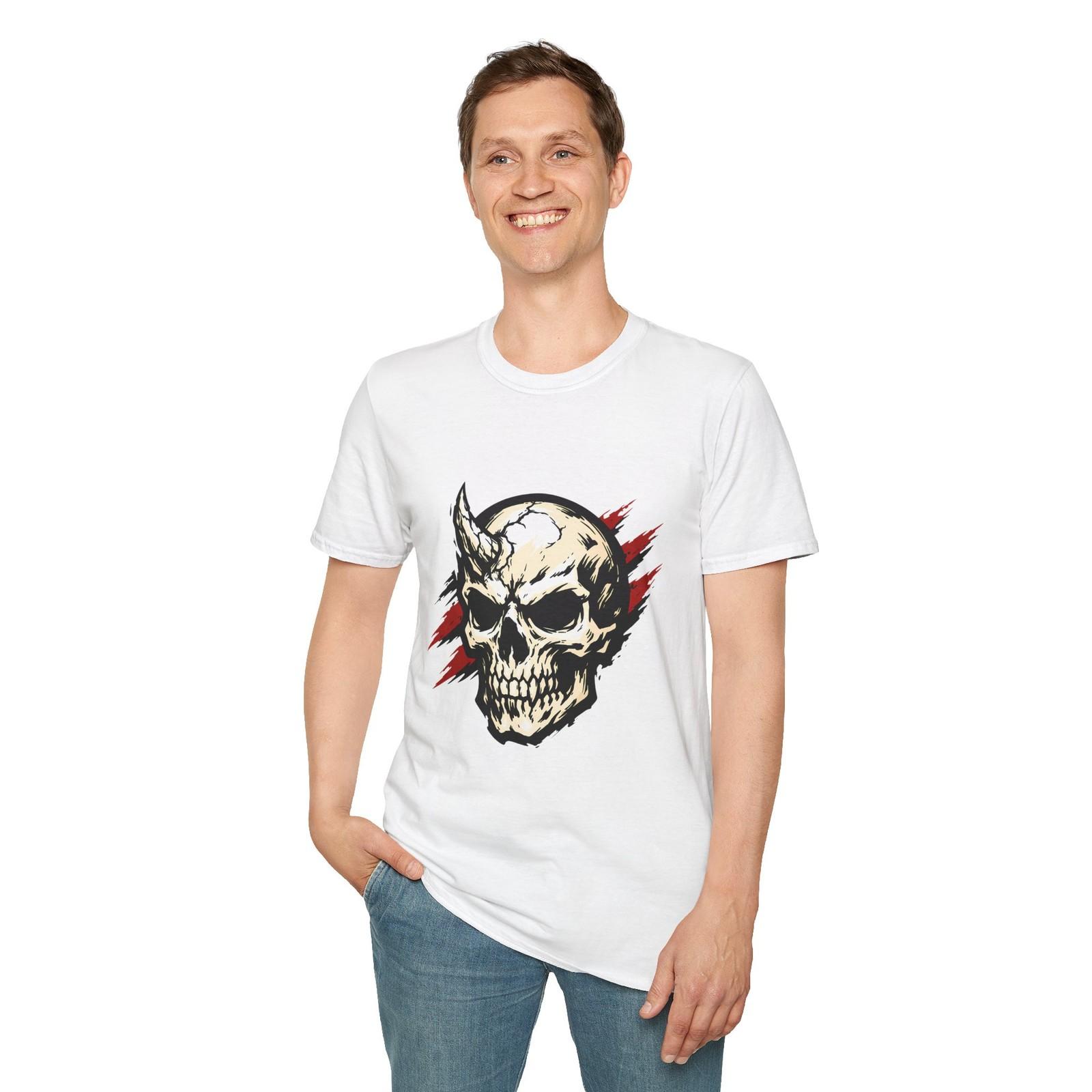Unisex Softstyle T-Shirt Skull Horror Gothic Comic Ink Demon Halloween S разноцветный