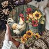 D Flat Sunflower and Rooster Dawn Vintage Aluminum Sign Metal Wall Decor for Indoor or Outdoor Use Home Decor Pewter Pai