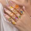 Ovaler Ring mit Blume Herzförmiger Offener Ring Trend Geometrischer Ring Schmuck Geschenk