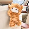 Leopard Print Cat Tissue Plush Universal Car Tissue Hanger Doll Creative Hanging Tissue Holder Vehicle Tissue Case Paper Box