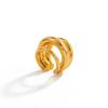 Salircon Creative Gold Color C-shaped Stainless Steel Clip Earrings Punk Multi-layer Geometric Non-Piercing Earrings Jewelry