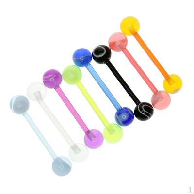 8 Pieces Assorted Color Acrylic Barbell Ball Tongue Nipplering Helix Studs 1.8mm