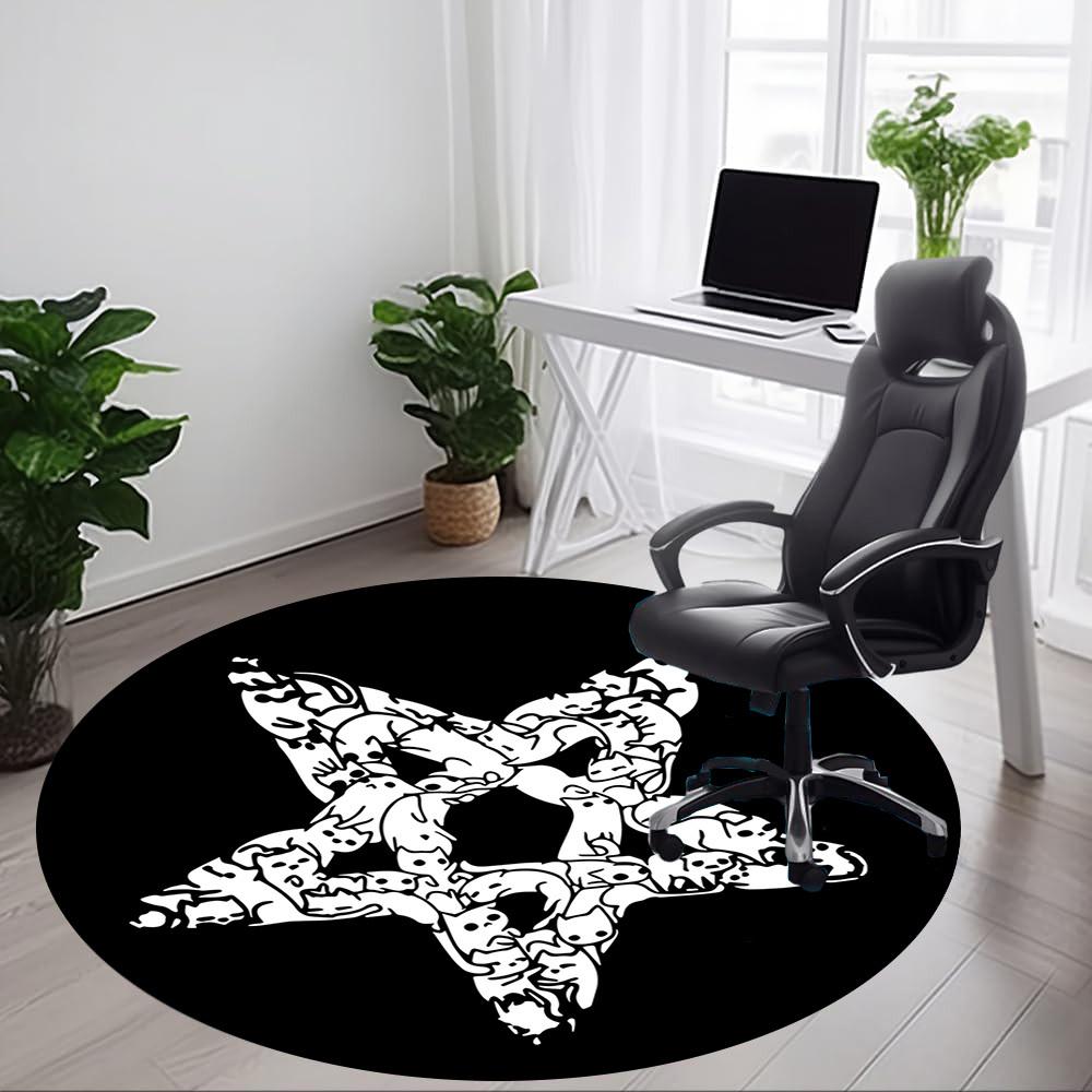1pc Monster Pattern Office Round Area Rug,  Mat Suitable For Office, Under Office Chairs Bedroom Living Room Home Decor, Room Deco