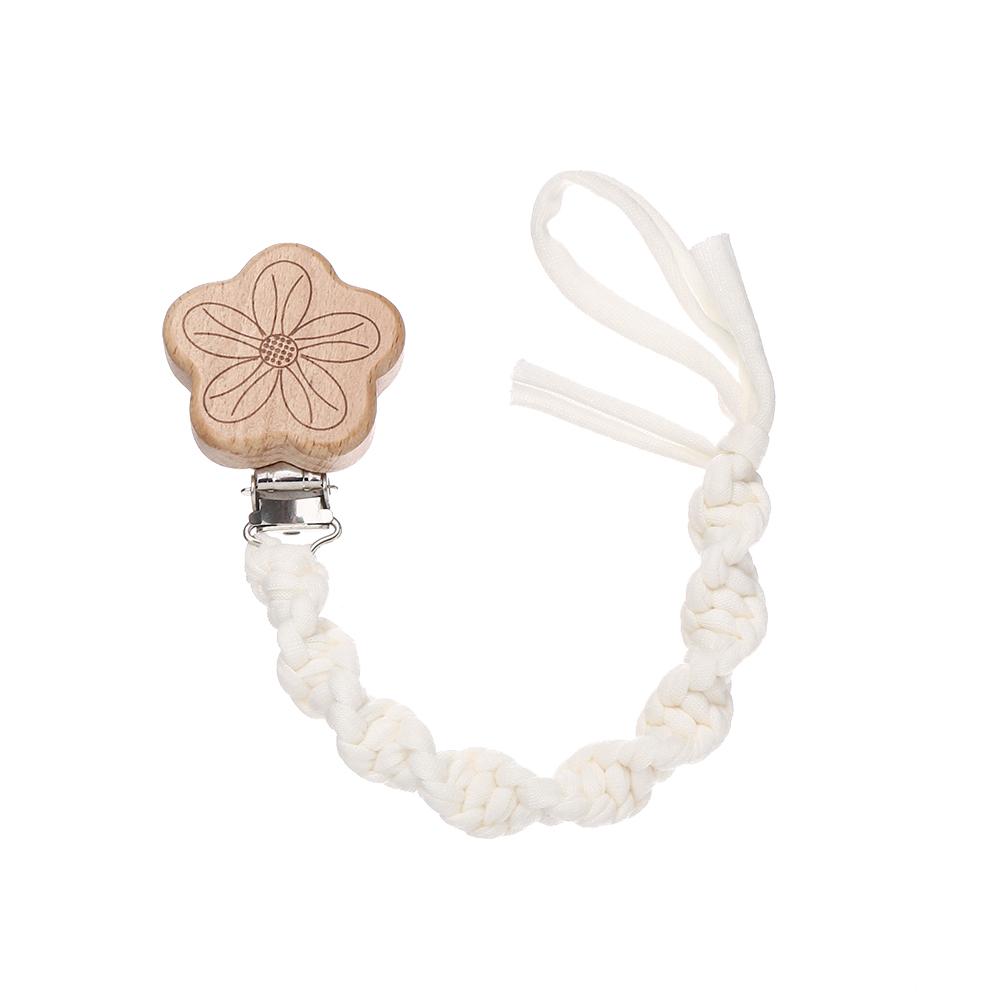 Flower Beech Wood Clip Baby Pacifier Clip Handmade Cloth Chain Newborn Pacifiers Clips Dummy Holder Teething Toys Nipple Chains