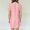Women Casual V Neck Button Front Short Sleeve Dress Lightweight Summer Loose Fit Knee Length Dress for Daily Wear