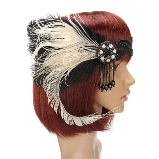 Hairhoop Tassel Design Bridal Headwear Feather Feather Rhinestone Headband for Women