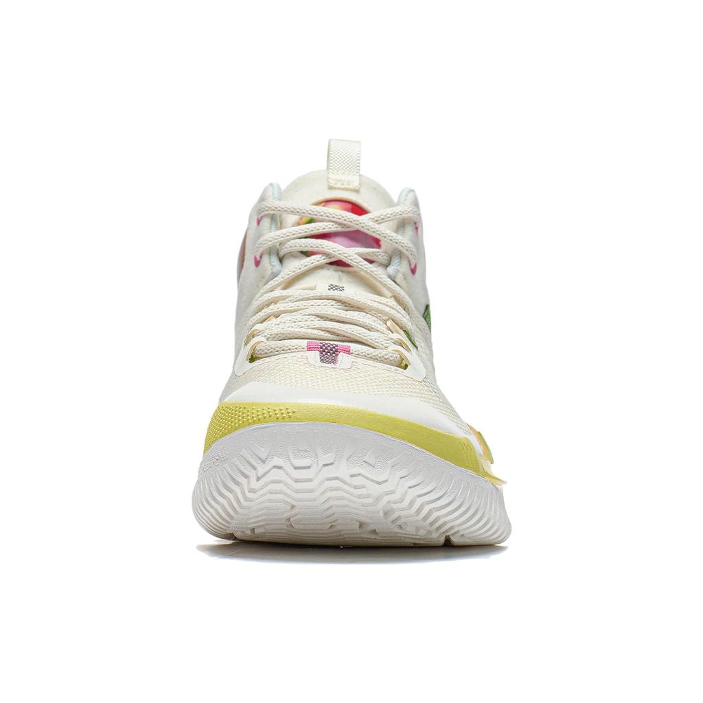 LiNing Badfive 3 Slip-Resistant Cushioning Abrasion-Resistant Mid-Top Basketball Shoes Men's White Yellow Pink ABFT005-8