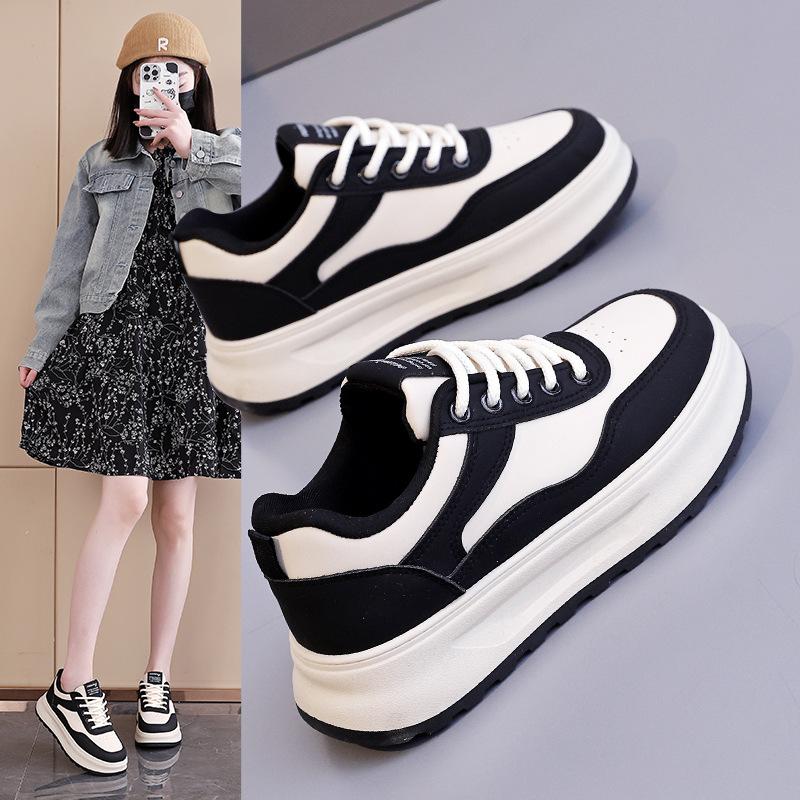 2025 Spring Little White Shoes New Korean Version Ins Female Students Platform Heightening Sports Board Shoes Casual Street Shooting Q5616