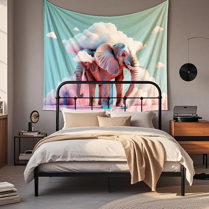 Boho Chic Wall Tapestry With Moon Phase Floral Starry Sky Design Bedroom Yoga Studio Decor