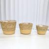 Straw Weaving Plant Pots Containers Hand Woven Plant Pots Cover Leak-Proof Garden Pots Container for Indoor Outdoor Garden