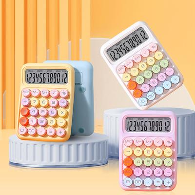 Calculadora de Teclado de Color Dopamina Linda 12 Dígitos Pantalla Grande Estudiante Portátil Calculadora de Papelería Accesorios de Escritorio de Oficina