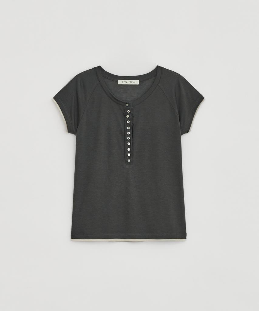 Loutaideu Button-Up Henley T-Shirt [Charcoal]
