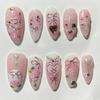 24Pcs Almond Fake Nail Press On Nail Artificial Acrylic Nail Glues On Nail Bows Heart Designs French Tips False Nail