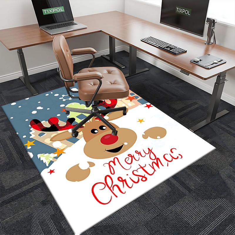 Christmas Reindeer Chair Mat - Anime Cartoon Design, Non-Slip Carpet for Office, Home Decor, Living Room, Bedroom, Game Room & Dormitory.R027