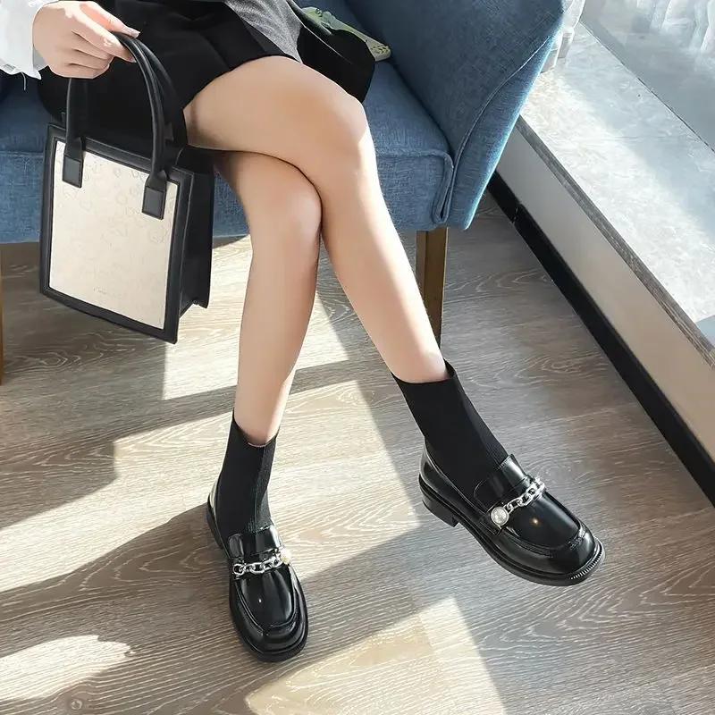 Fashion Mary Janes Women's Ankle Boots Lolita Winter 2024 Female Short Shoes New In Booties Pu Sale Fashion Boot Hot On Promotion Y2k 39