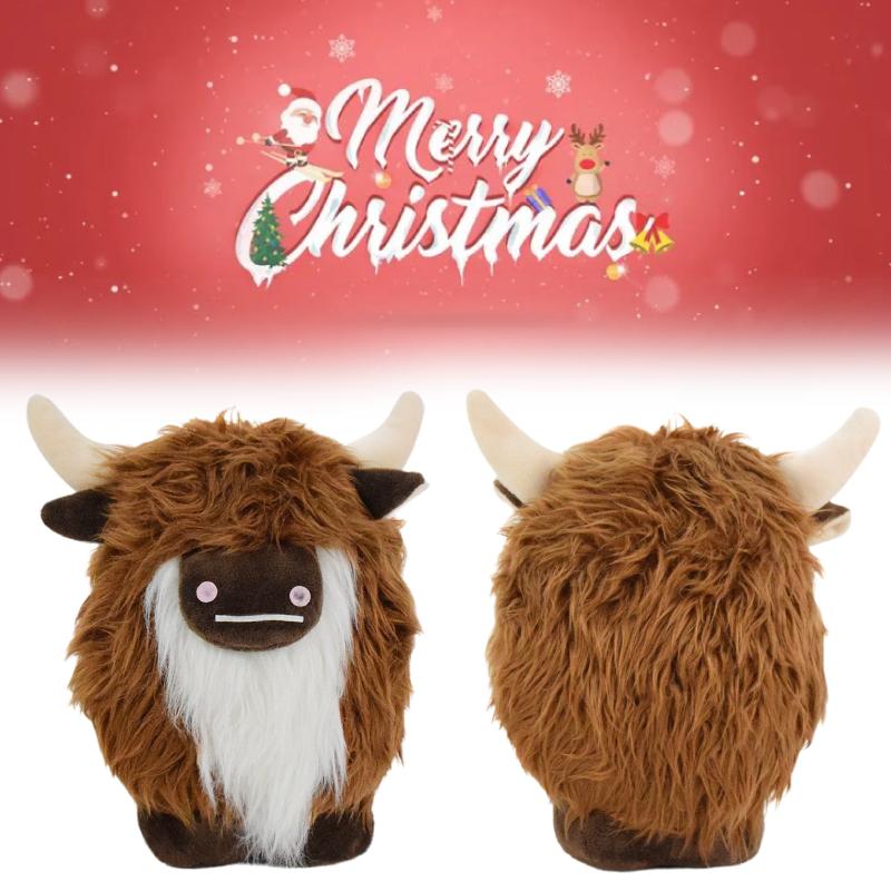 Cattle Highland Scottish Plush Toy Long Hair Bull Doll Xmas Gift Decoration