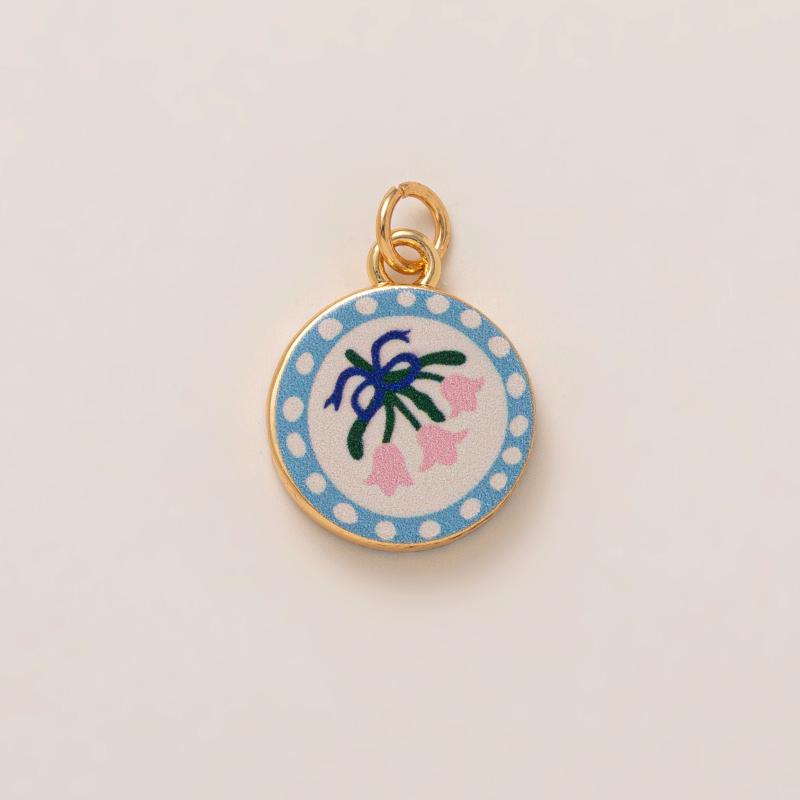 Simple And Versatile Color Blocking Butterfly Love Flower Diy Pendant Accessories Gold-Plated Color Preservation