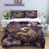 Black Sloth Pattern Bedding Home Decoration Birthday Gift (1 * Duvet Cover + 2 * Pillowcase, Without Core)