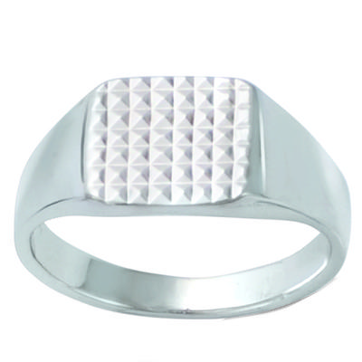 Men's Silver 'Charles' Silver Signet Ring (rhodium) - 9x8mm