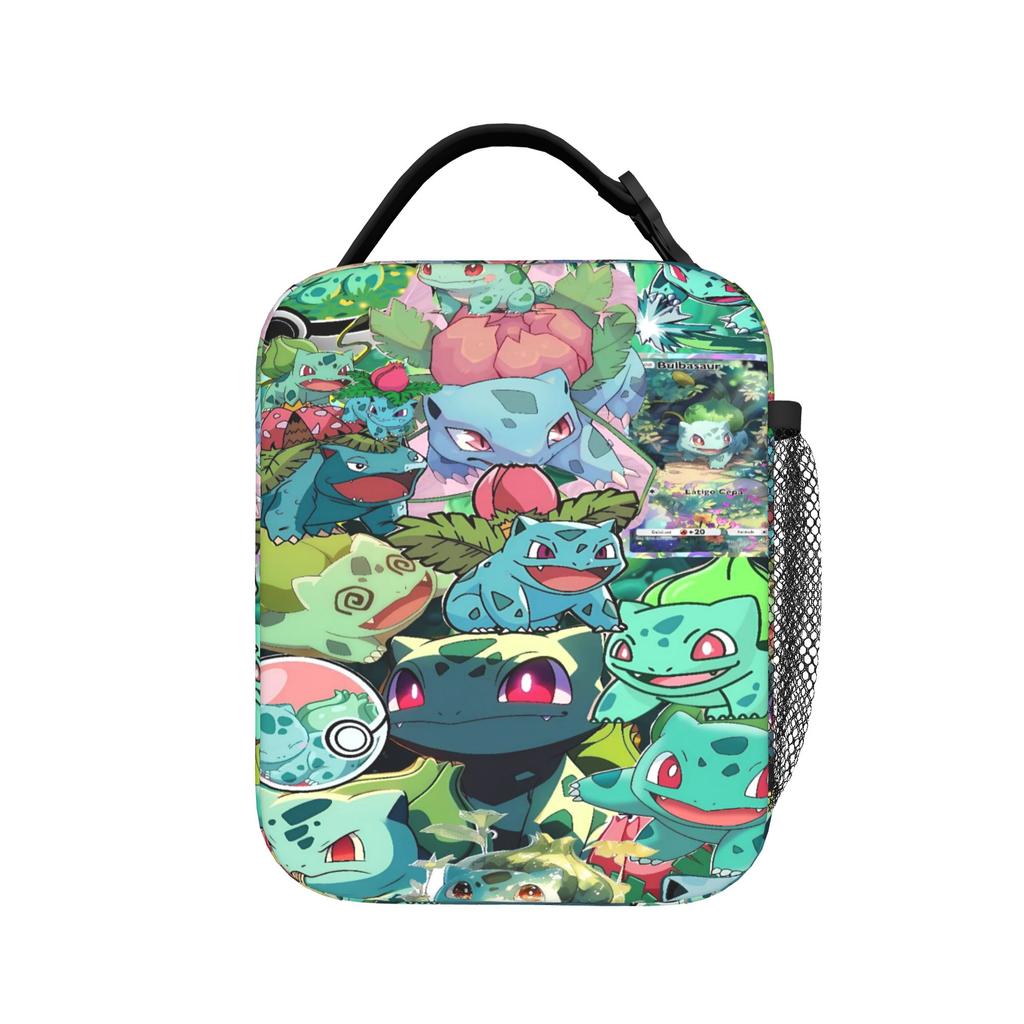 Bulbasaur Group Anime Lunch Bag School Portable Lunch Box For Girls Oxford Designer Cooler Bag