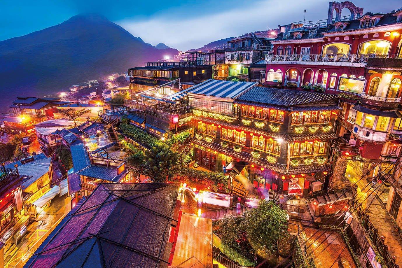 Epoch Jigsaw Night View of Taiwan Includes and Score Ticket 1000-Piece Puzzle Jiufen, (50x75cm) 10-793, Glue, Spatula,