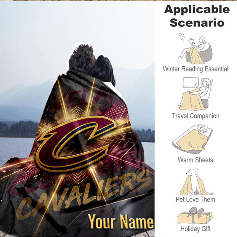 Custom Name Blanket Cleveland Cavaliers Logo Blanket Bedding Blanket for Travel, Camping, Living Rooms, Offices, Sofas, Fan Christmas gift