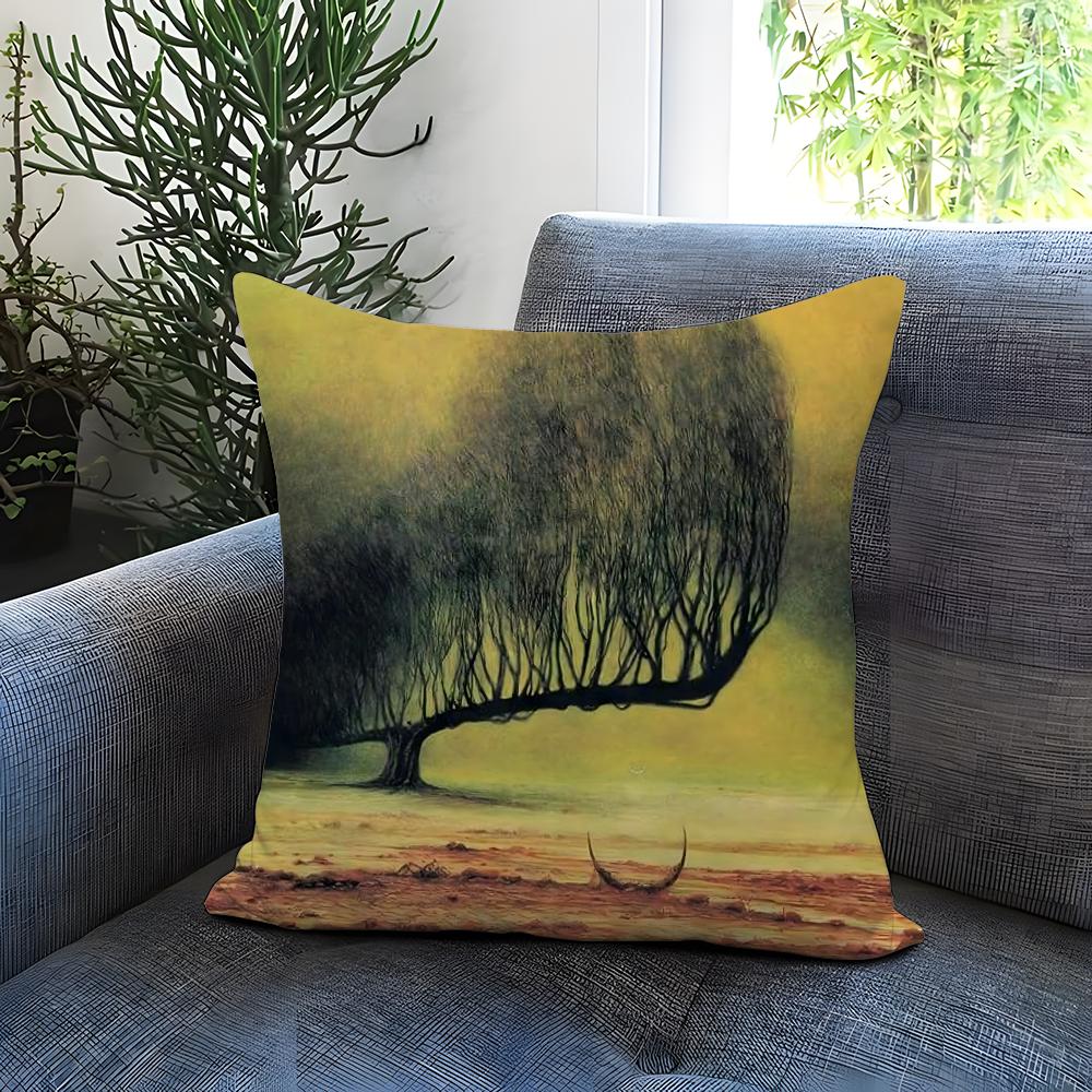 Art Z-Zdzislaw Beksinski Cushion Cover Comfortable Reversible Pillow Cover Ideal for Car Sofa Bedroom & Beyond