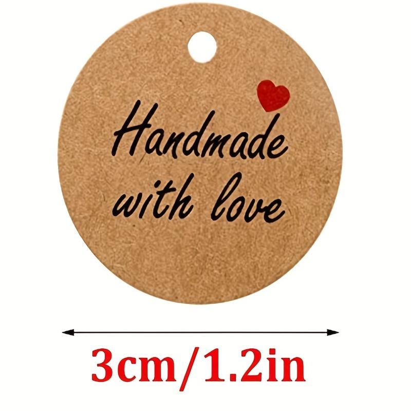 Kraft Paper Hang Tags with "Handmade with Love" Stamp, 20.0 meter Twine String Included, Blank Gift Labels for Crafts, Packaging