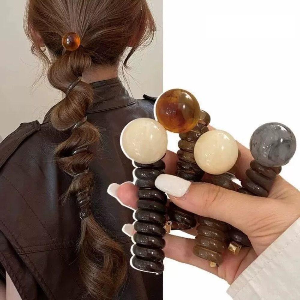 Vintage Ball Heart Ponytial Holder Hair Tie Straight Hair Rope Ponytail Headband  For Women Girls