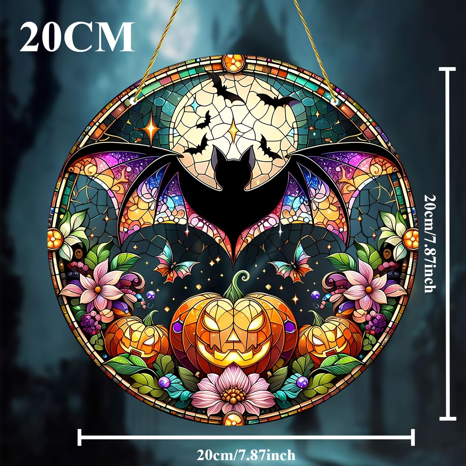 

Акрилова плоска 2D підвіска, ловець - сітка, гарбуз та кажан, віконна підвіска, спальня, вітальня, відкритий сад, фермерський декор, художня стіна 20 * 20Cm/7.9 * 7.9 inches