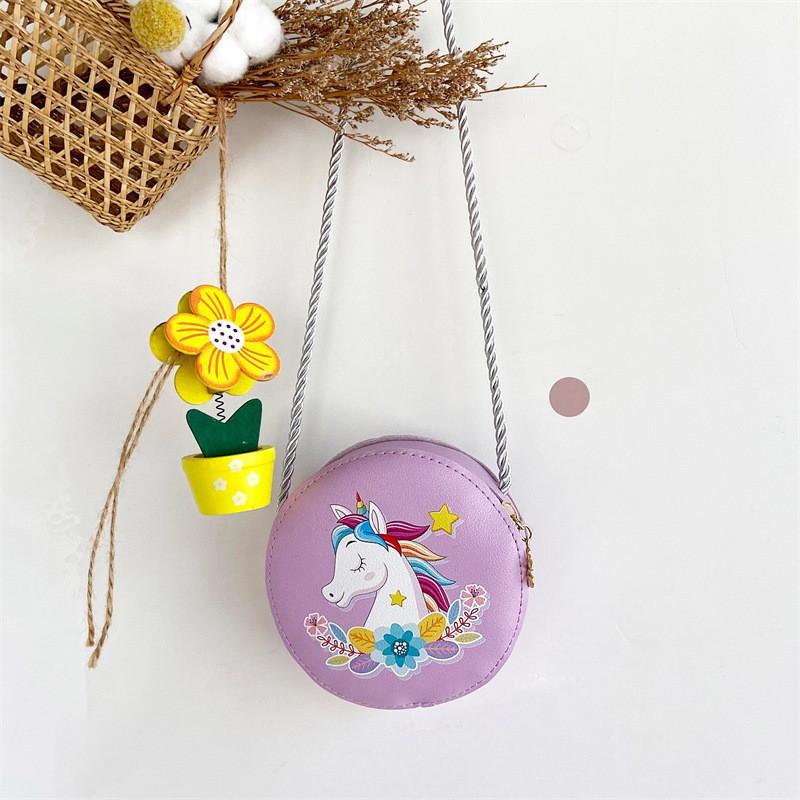 Unicorn Design Shoulder Bag For Toddler Girls Lightweight Lining Polyester