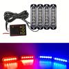 4pcs 6 Led Strobe Side Warning Lights 12V-24V Strobe Grille Flashing Lightbars Cars Truck Beacon Lamp Amber Traffic Lights White