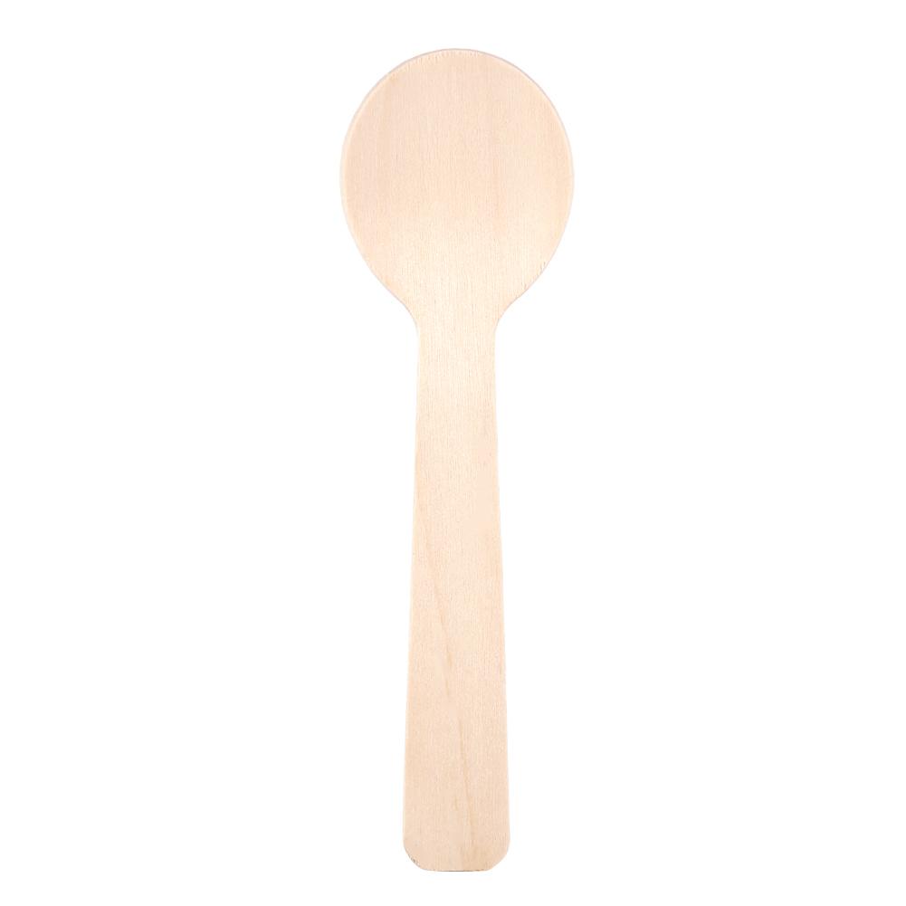 100pcs Disposable Wood Spoons Ice Cream Tea Spoon 10cm Flatware Cutlery Bupplies