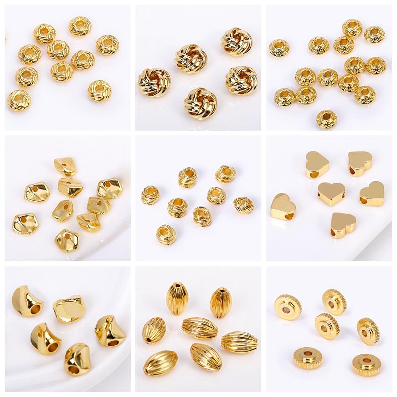10mm Brass 18K Gold Plated Hollow Spacer Beads For Bracelet Necklace Making,Separators For Beads,Beads For Jewelry Making