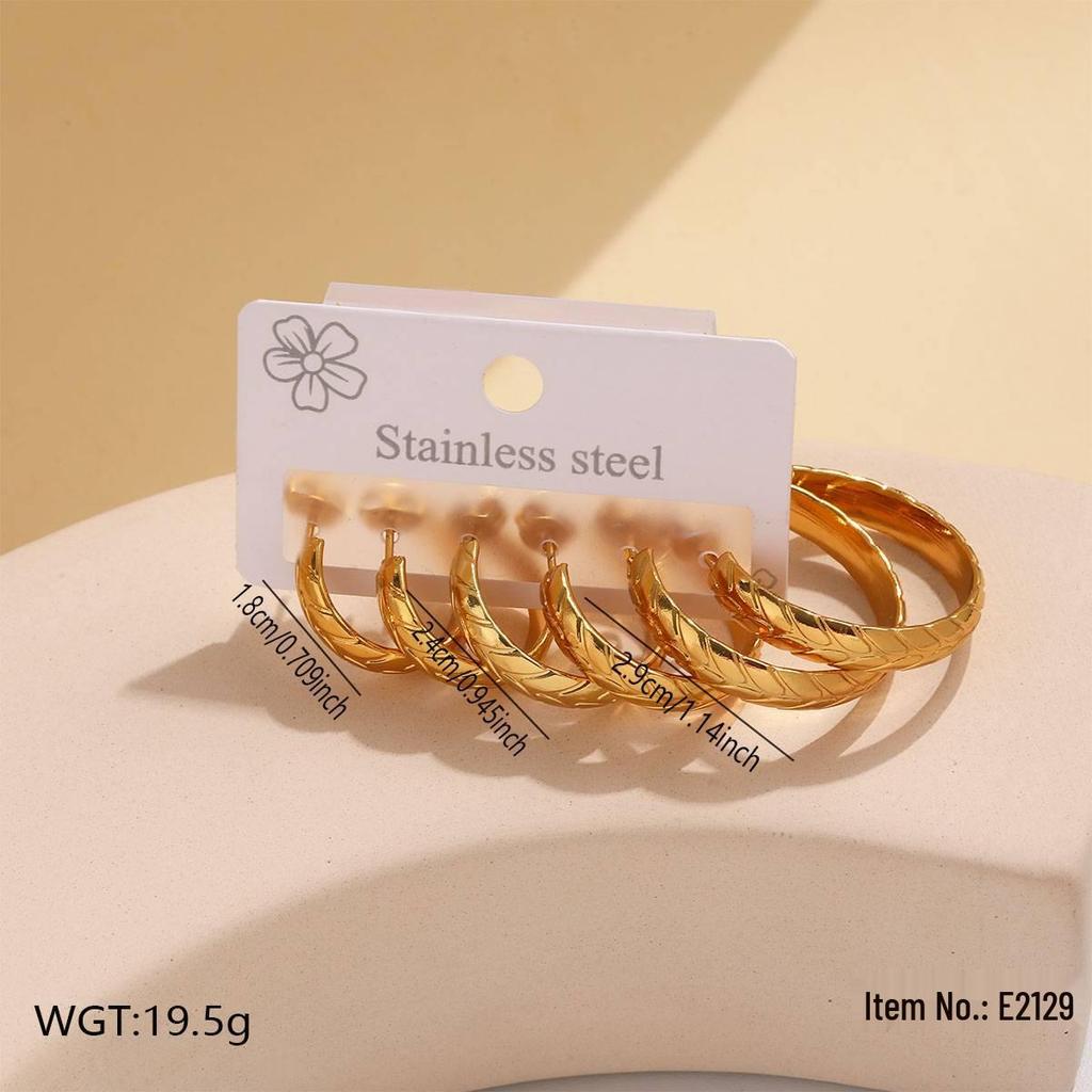 Geometric Stainless Steel Round Hoop Earrings - Classic, Luxurious, Non-Fading for Women